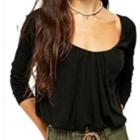 We the Free Bondi Blouson Thermal Black Top - Picture 2 of 8